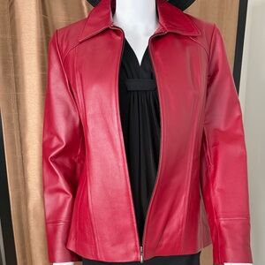 Covington Misses Zip Front Red Leather Size M